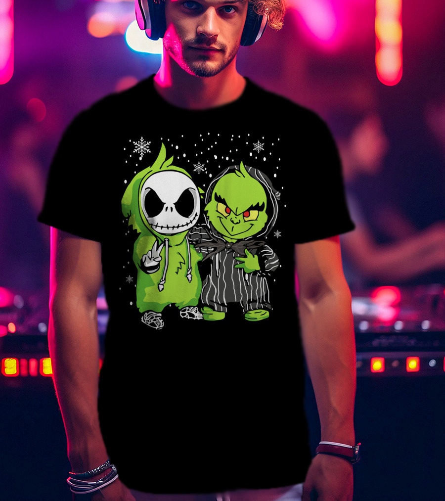 Grinch And Jack Snowy Night Characters T-Shirt