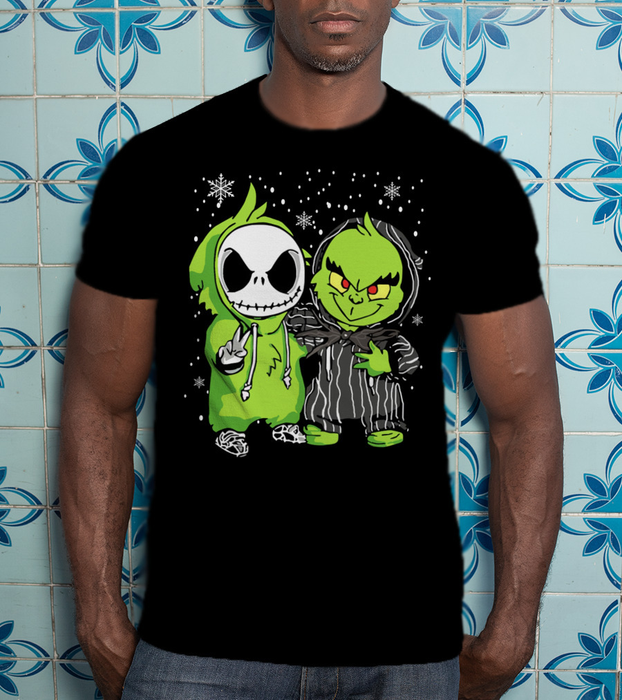 Grinch And Jack Snowy Night Characters T-Shirt