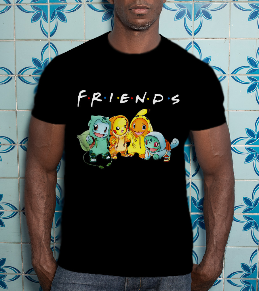 FRIENDS Pikachu ZN443 Bulbasaur Charmander Squirtle T-Shirt
