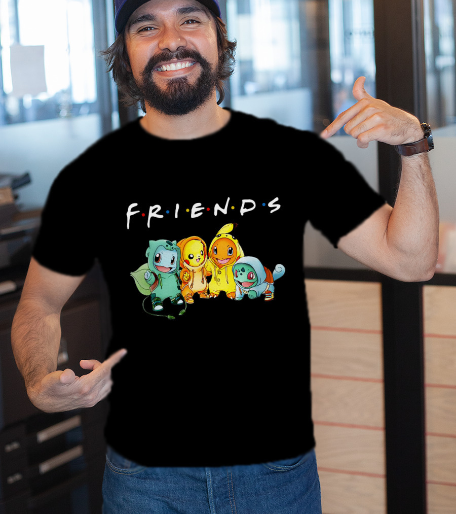 FRIENDS Pikachu ZN443 Bulbasaur Charmander Squirtle T-Shirt