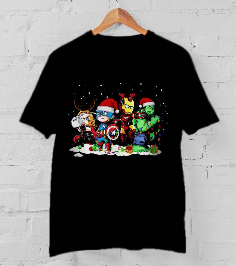 Captain America Iron Man Thor Hulk Christmas ZN913 T-Shirt