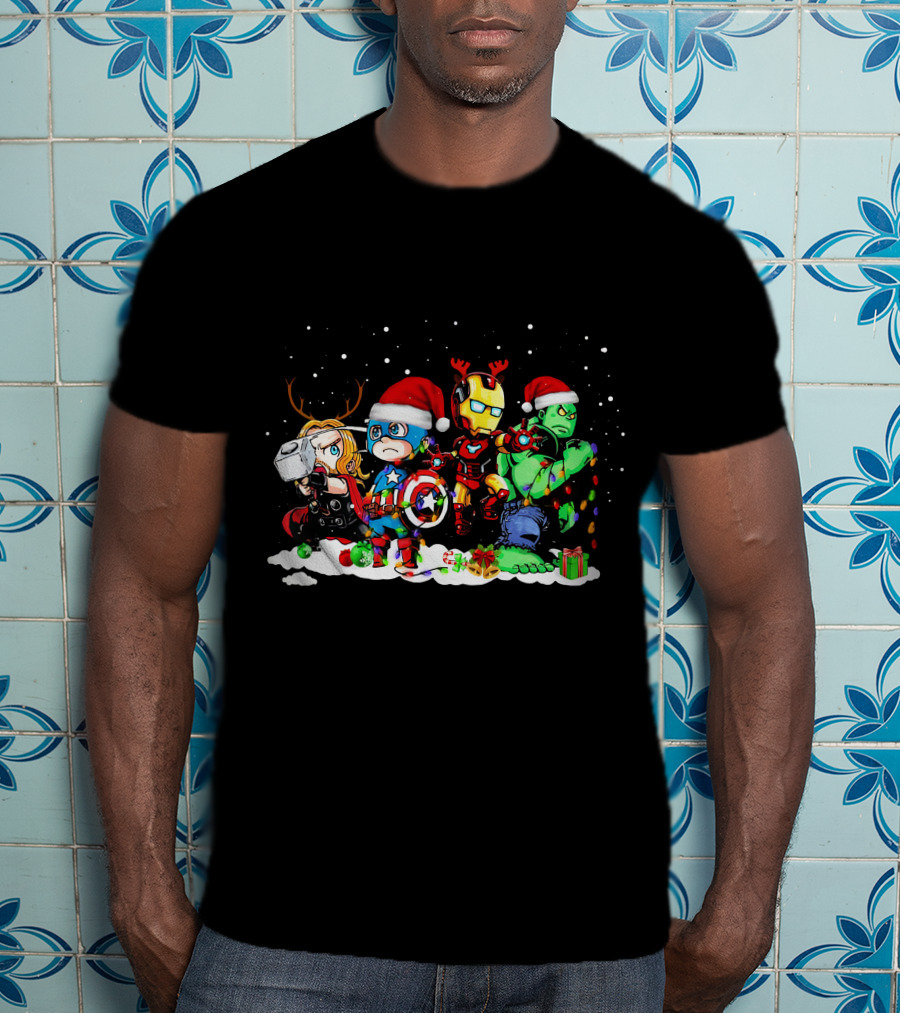 Captain America Iron Man Thor Hulk Christmas ZN913 T-Shirt