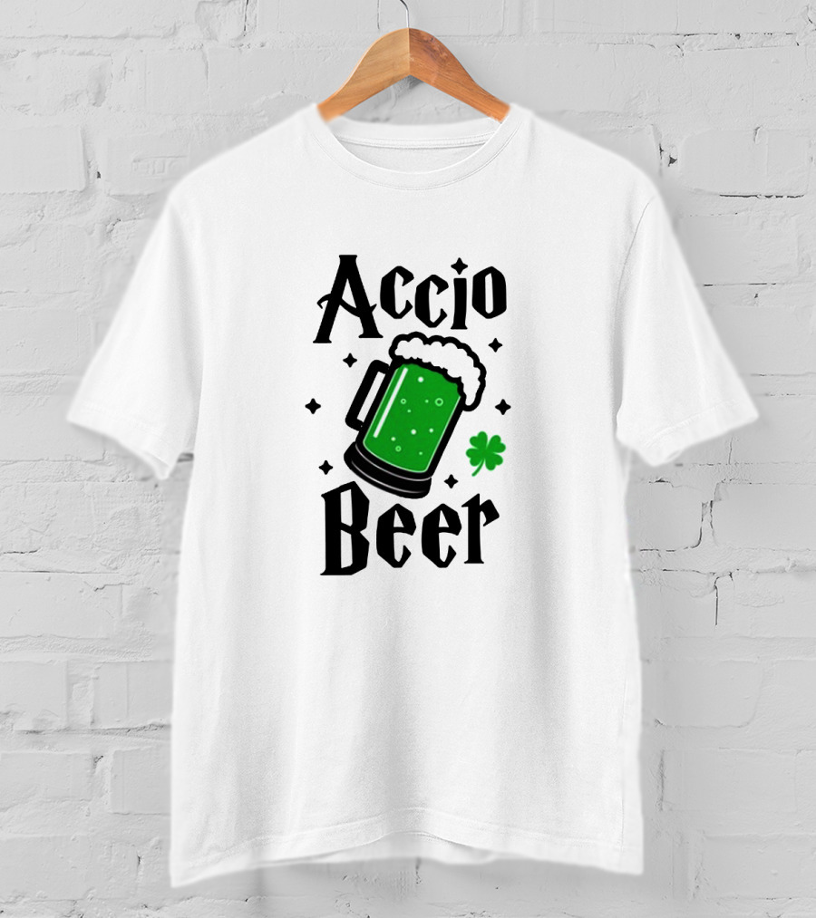 Accio Beer Green Mug With Shamrock Elements T-Shirt