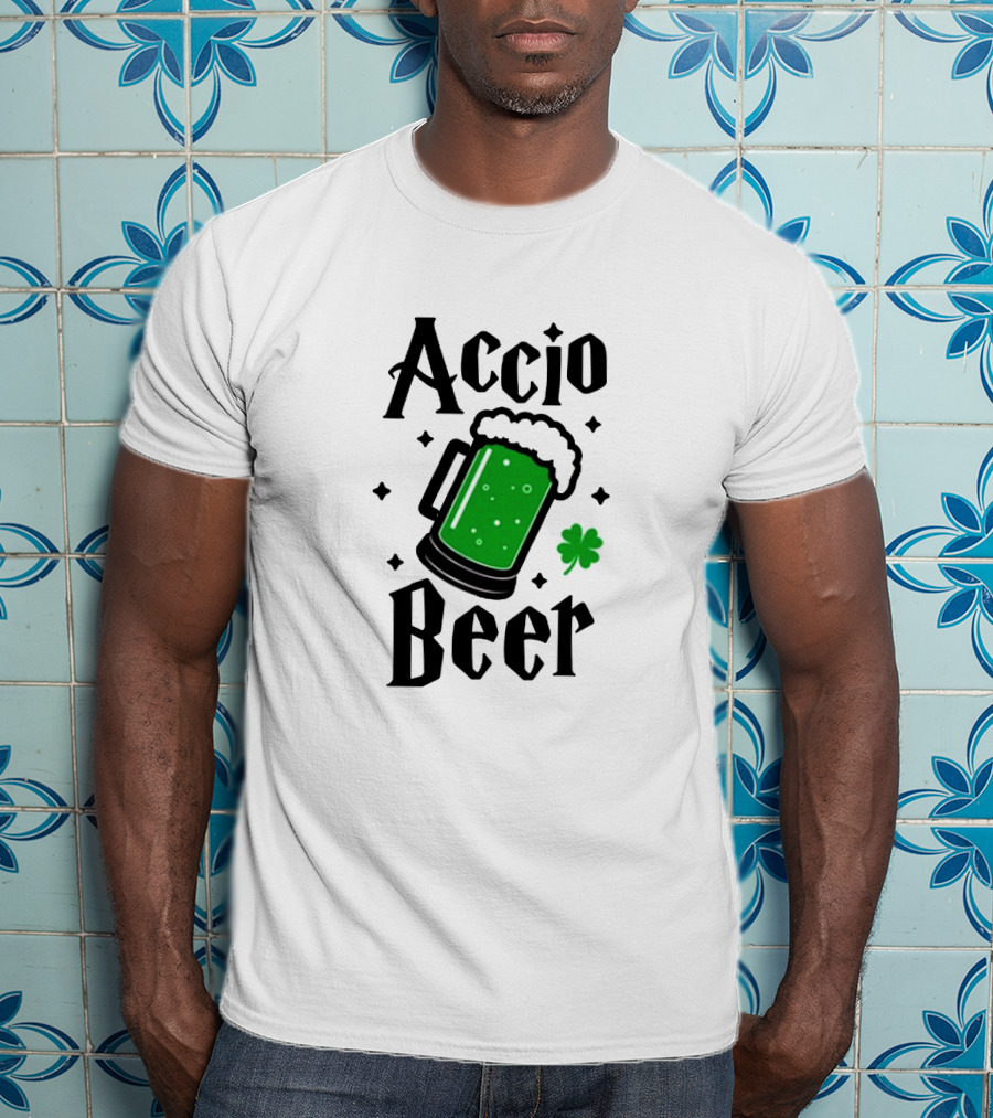 Accio Beer Green Mug With Shamrock Elements T-Shirt
