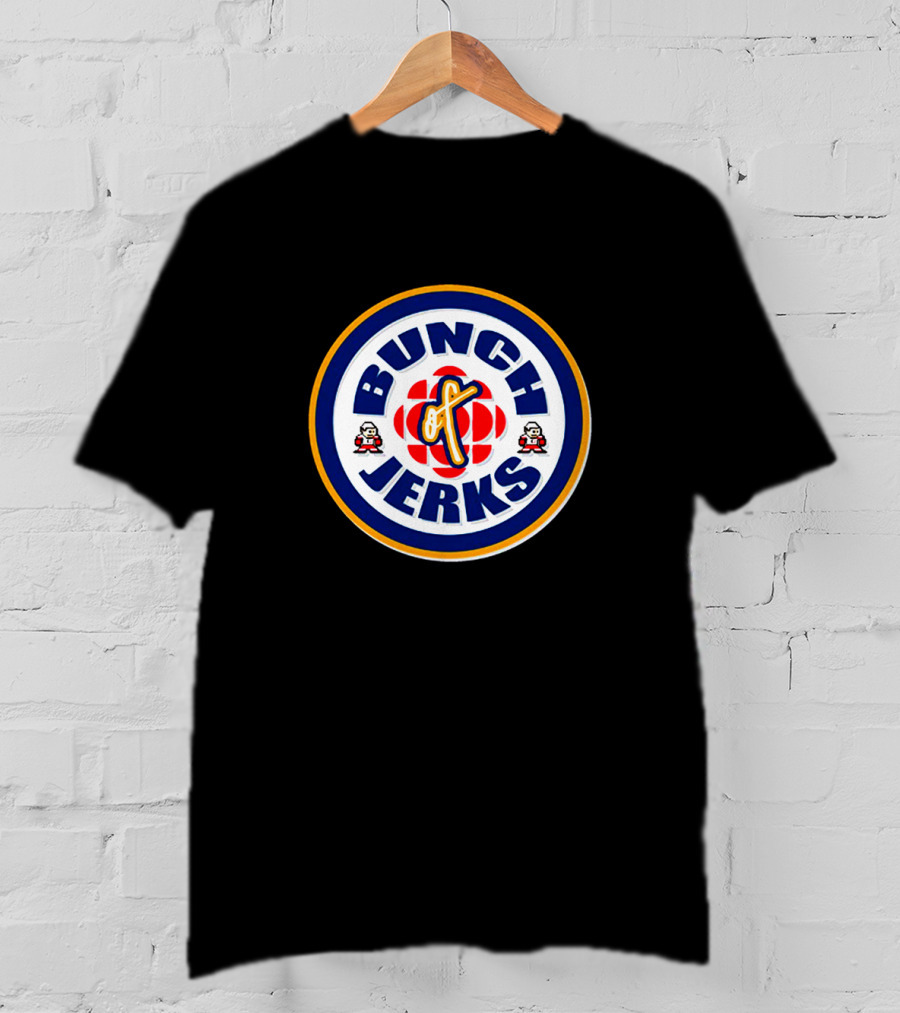 Bunch Of Jerks CBC Logo Parody With Stylized Text And Cartoon Figures T-Shirt
