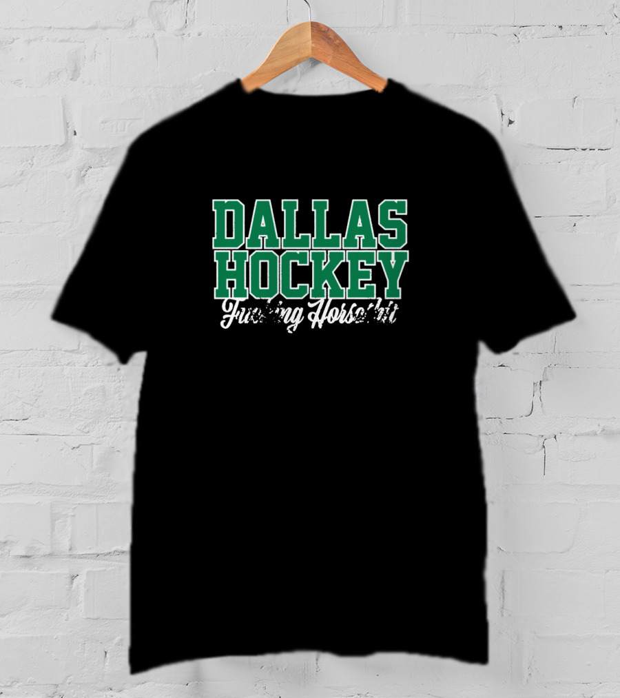 Dallas Hockey Frustration Expression Bold Green Lettering T-Shirt