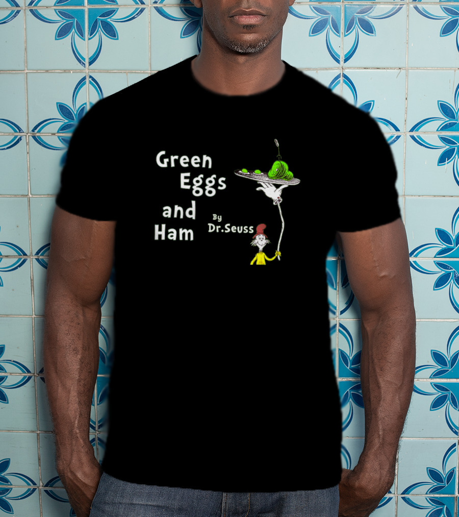 Dr Seuss Classic Green Eggs And Ham With Character Holding Platter T-Shirt