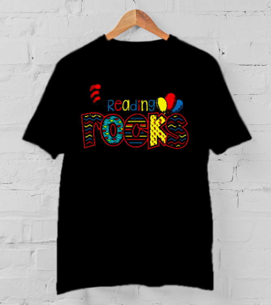 Dr Seuss Reading Rocks Cat In The Hat Balloons T-Shirt