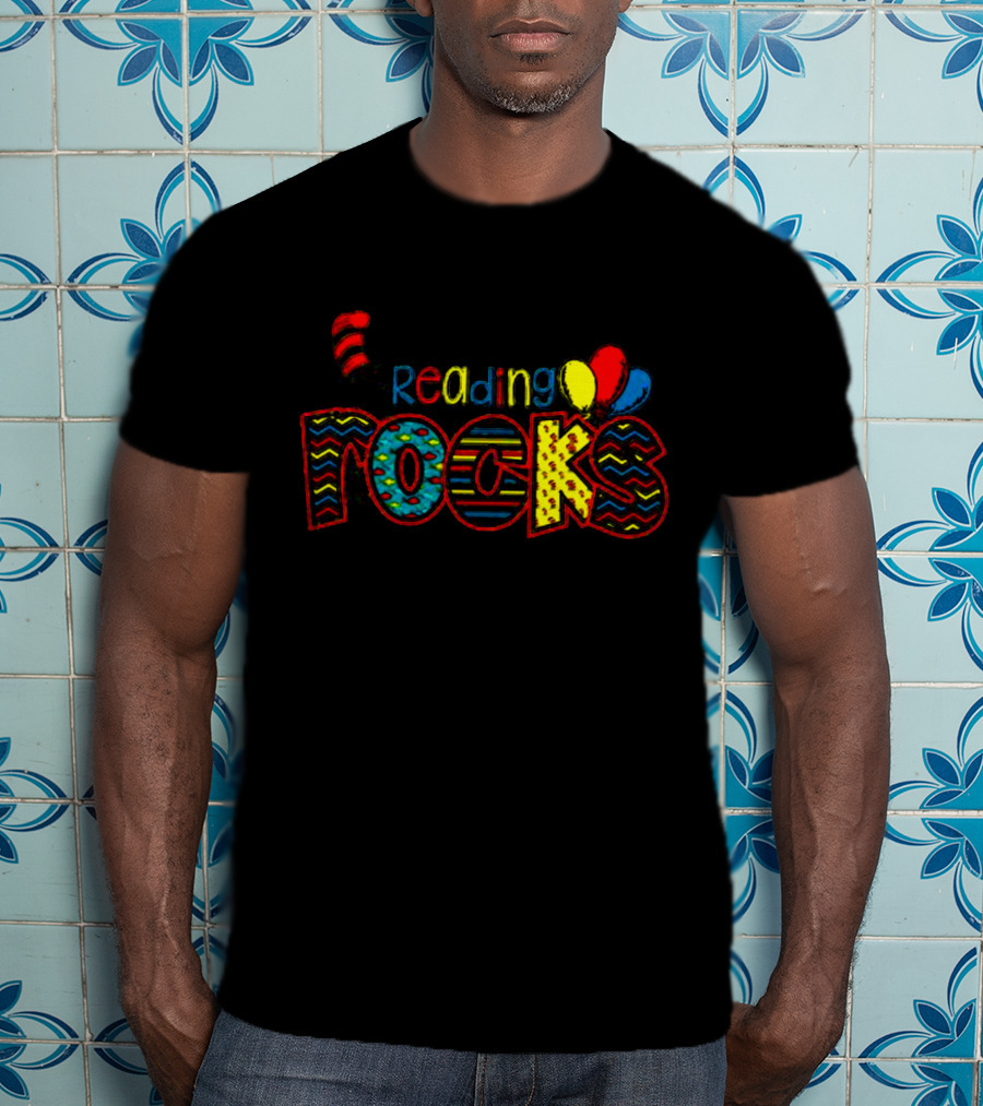 Dr Seuss Reading Rocks Cat In The Hat Balloons T-Shirt