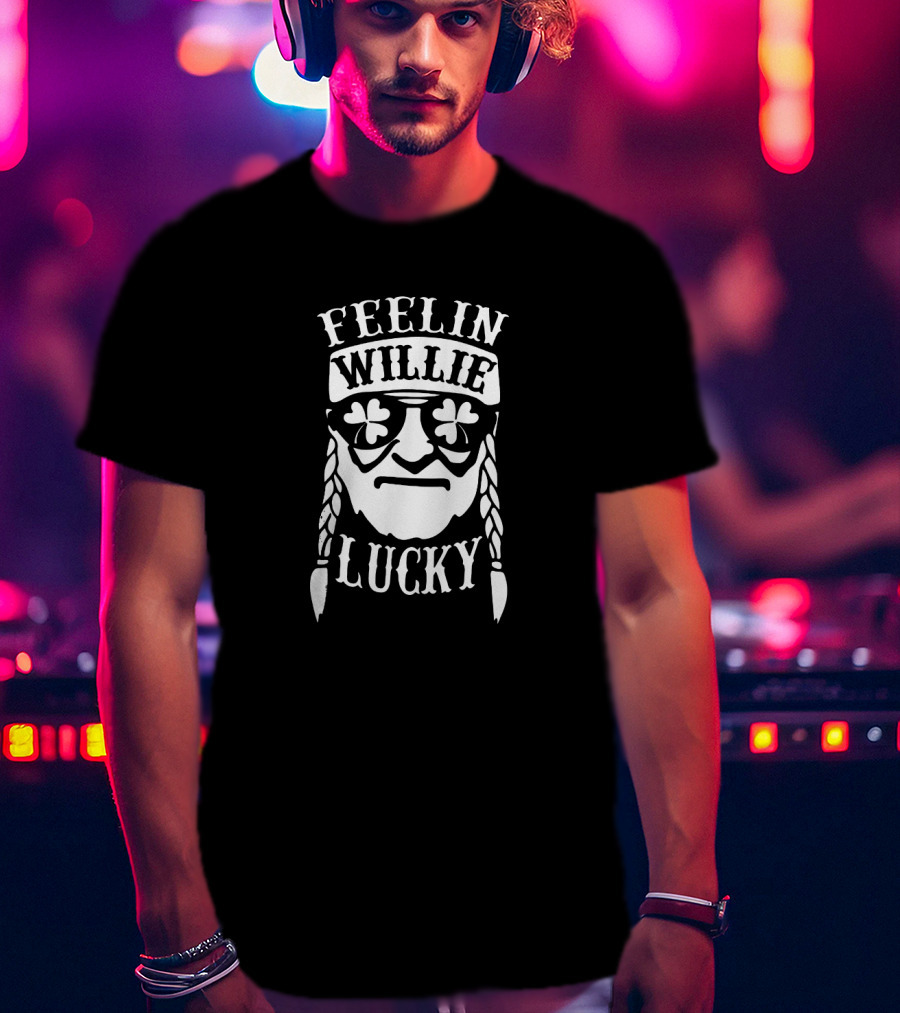 Feelin Willie Lucky St. Patrick's Day Shamrock Sunglasses Braided Beard T-Shirt
