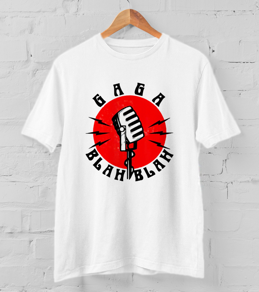 Gaga Blah Blah Vintage Microphone Red Circle Lightning T-Shirt