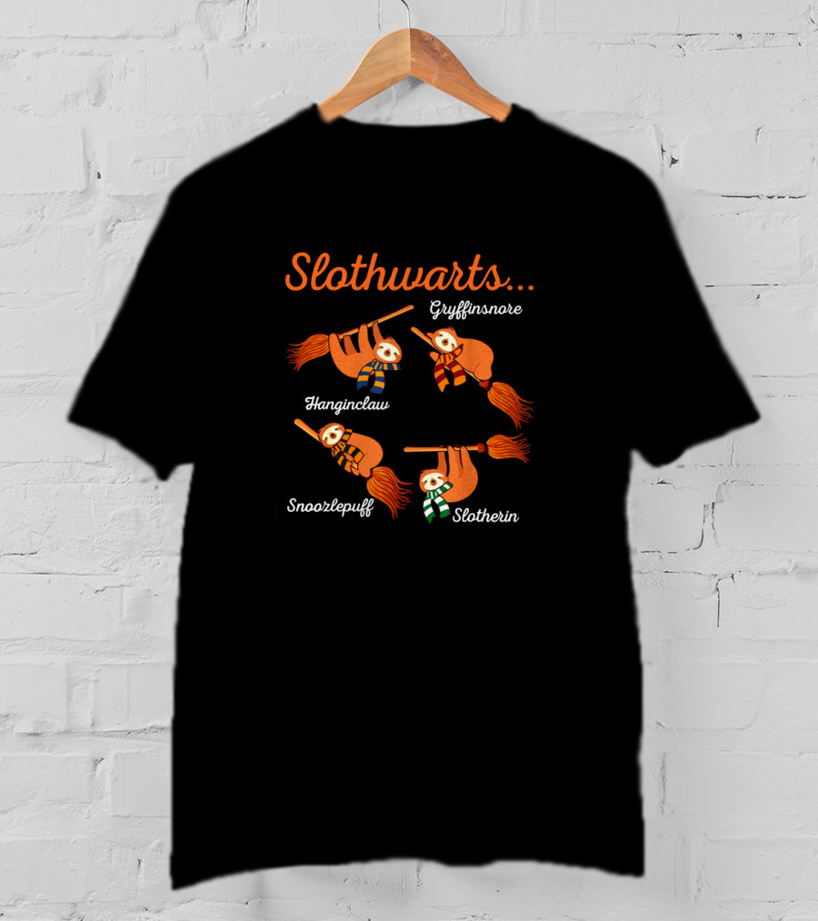 Slothwarts Gryffinsnore Hanginclaw Snoozlepuff Slotherin Broomstick Rides T-Shirt