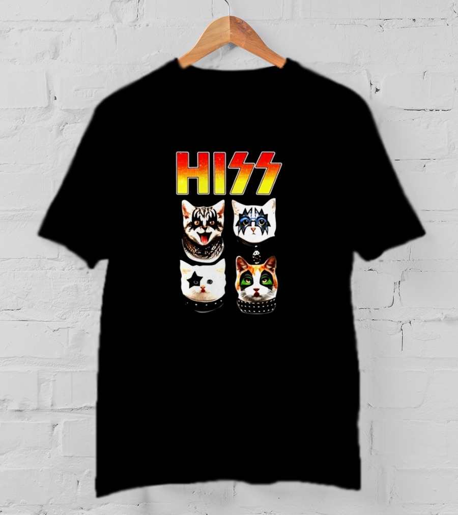 Hiss Cats In Iconic Rock Makeup T-Shirt