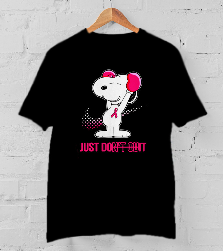 Just Don’t Quit Snoopy Pink Ribbon Boxing Breast Awareness T-Shirt