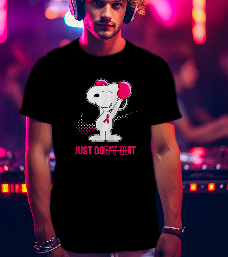 Just Don’t Quit Snoopy Pink Ribbon Boxing Breast Awareness T-Shirt