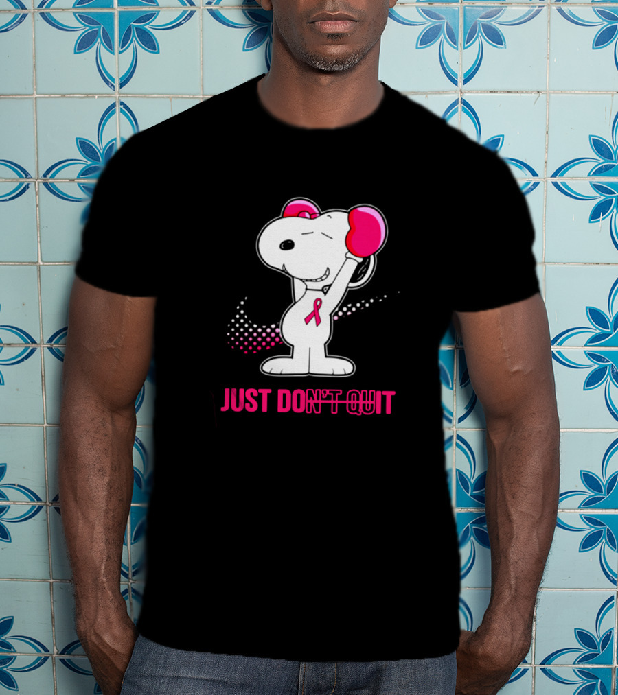 Just Don’t Quit Snoopy Pink Ribbon Boxing Breast Awareness T-Shirt