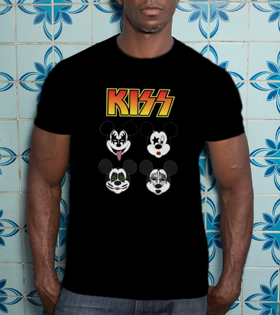 Kiss Mickey Mouse Parody With Iconic Rock Band Makeup Styles T-Shirt