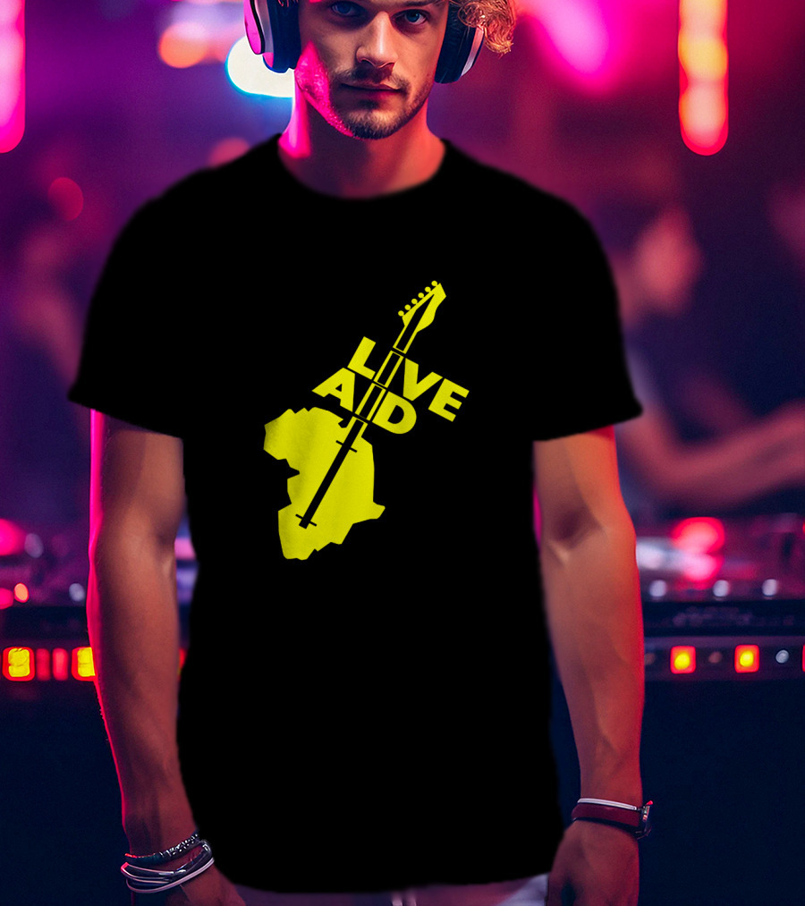 Live Aid 1985 Africa Guitar Logo Music Festival T-Shirt