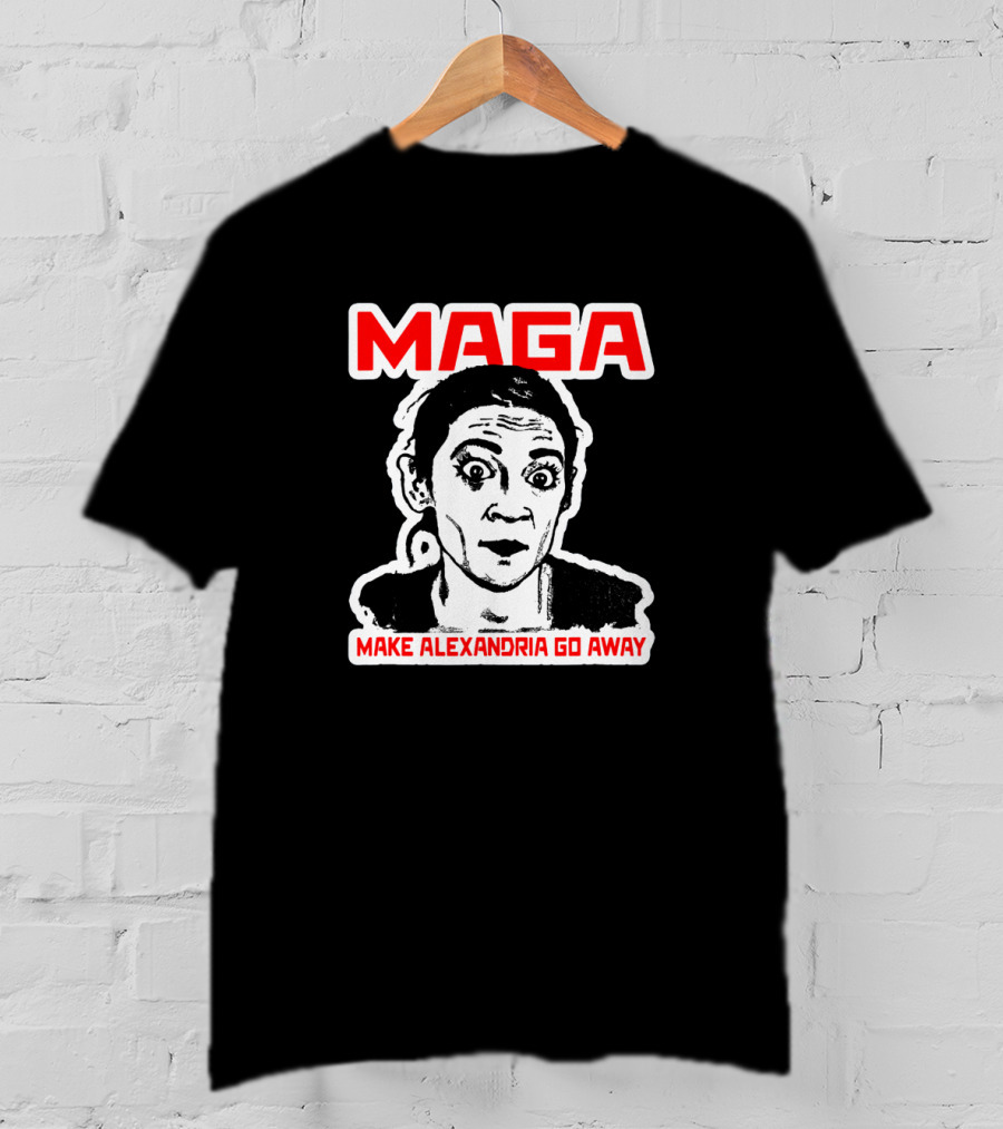 MAGA Make Alexandria Go Away Bold Red Text And Black-White T-Shirt