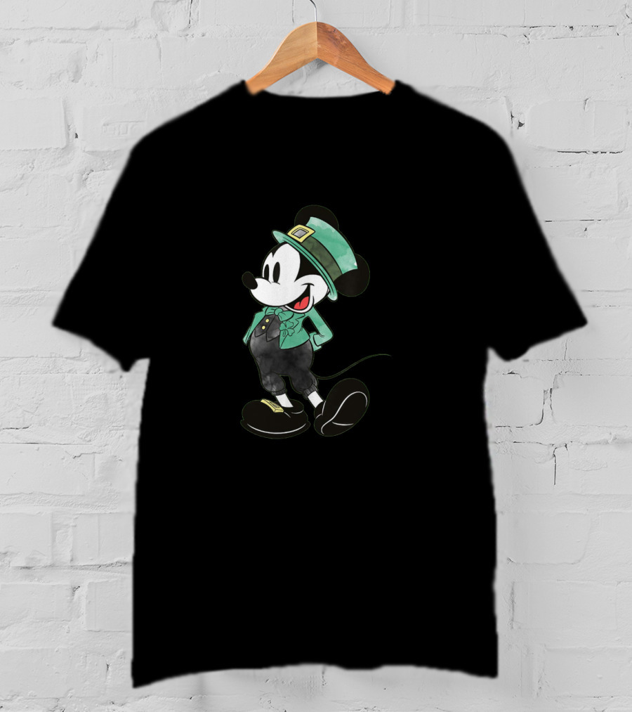 Mickey Mouse Leprechaun Hat And Irish T-Shirt