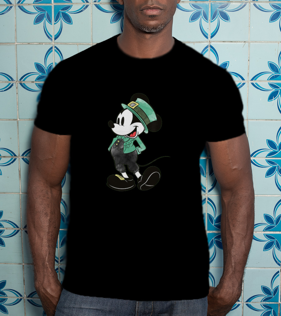 Mickey Mouse Leprechaun Hat And Irish T-Shirt