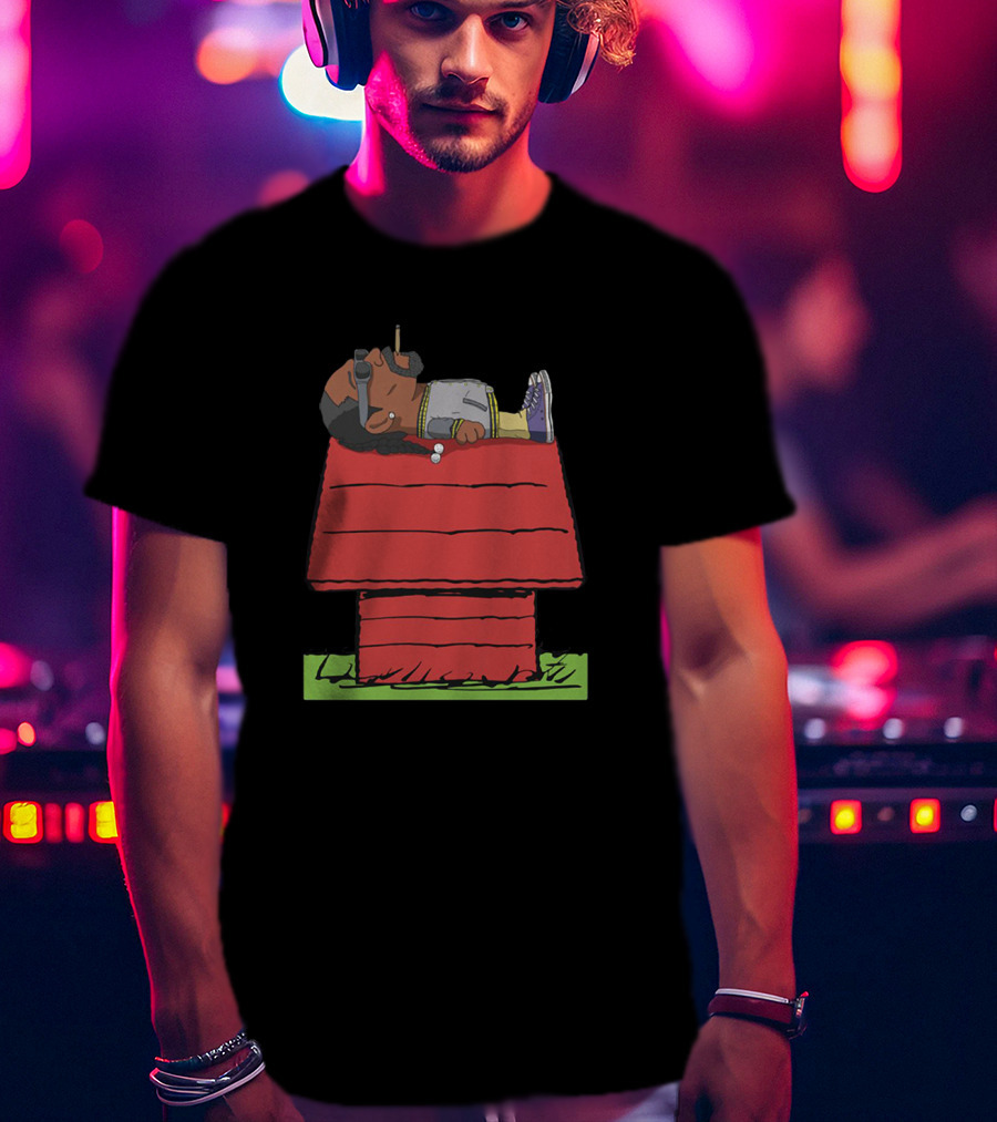 Snoop Dogg Relaxing On Iconic Red Doghouse T-Shirt