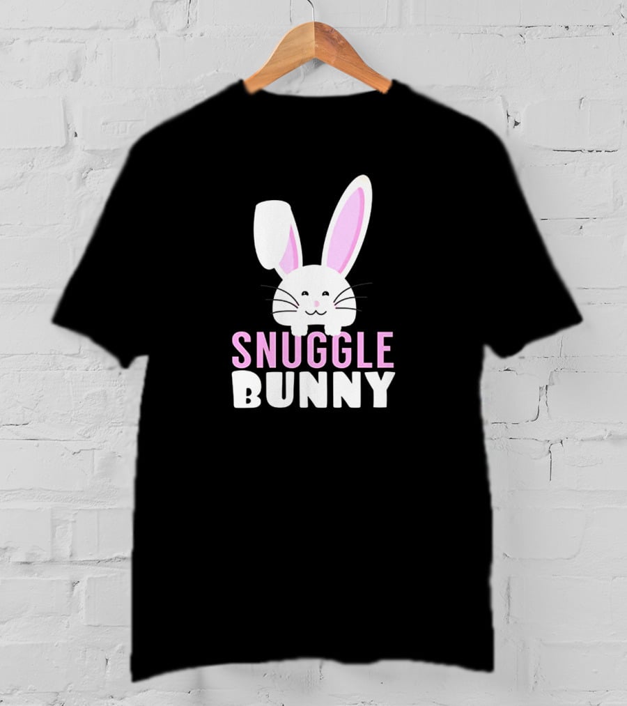 Snuggle Bunny Rabbit Cute Pink Eared Cartoon T-Shirt