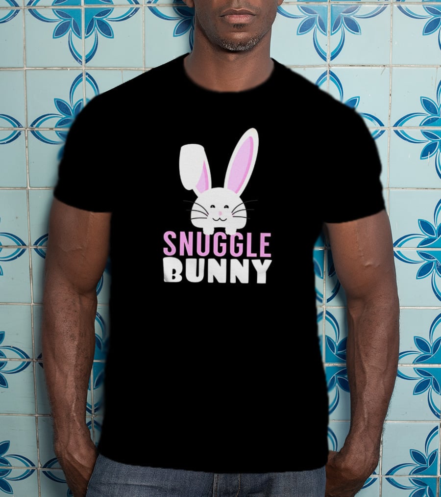 Snuggle Bunny Rabbit Cute Pink Eared Cartoon T-Shirt