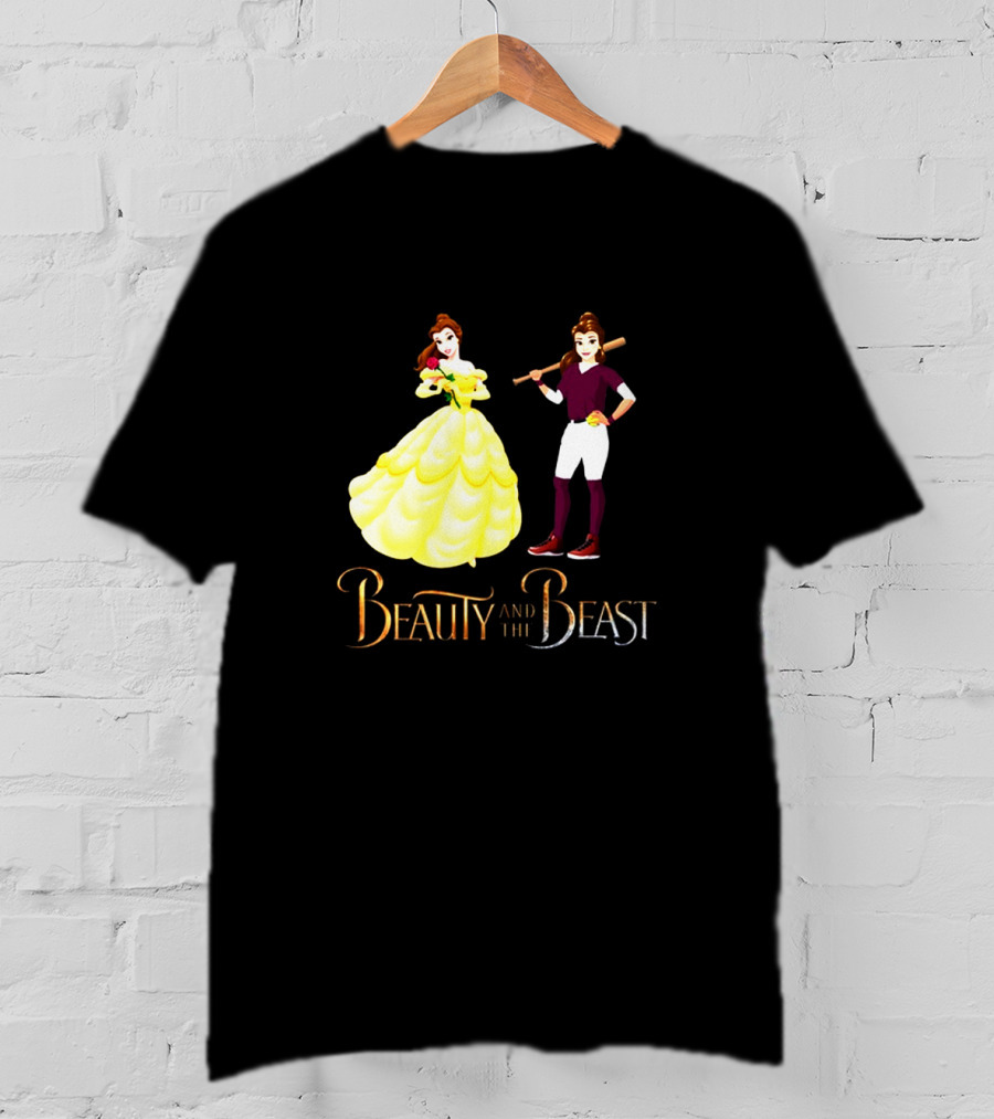Beauty And The Beast Duality With Belle In Gown And Softball Uniform T-Shirt