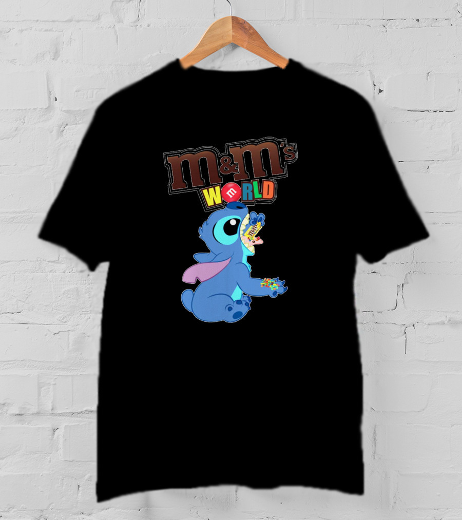 Stitch Enjoying M&M's World Snack With M&M's T-Shirt