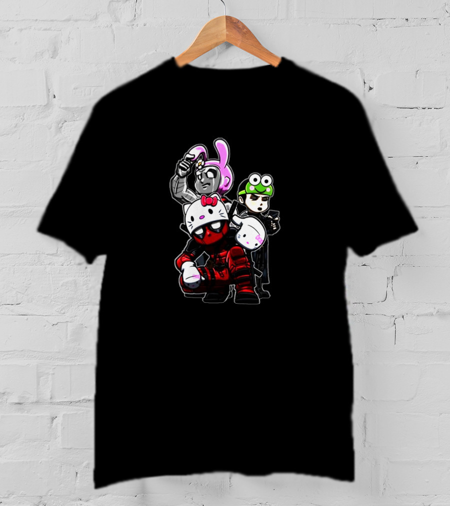 Team Hello Kitty Deadpool Anime Cosplay Collaboration Characters T-Shirt