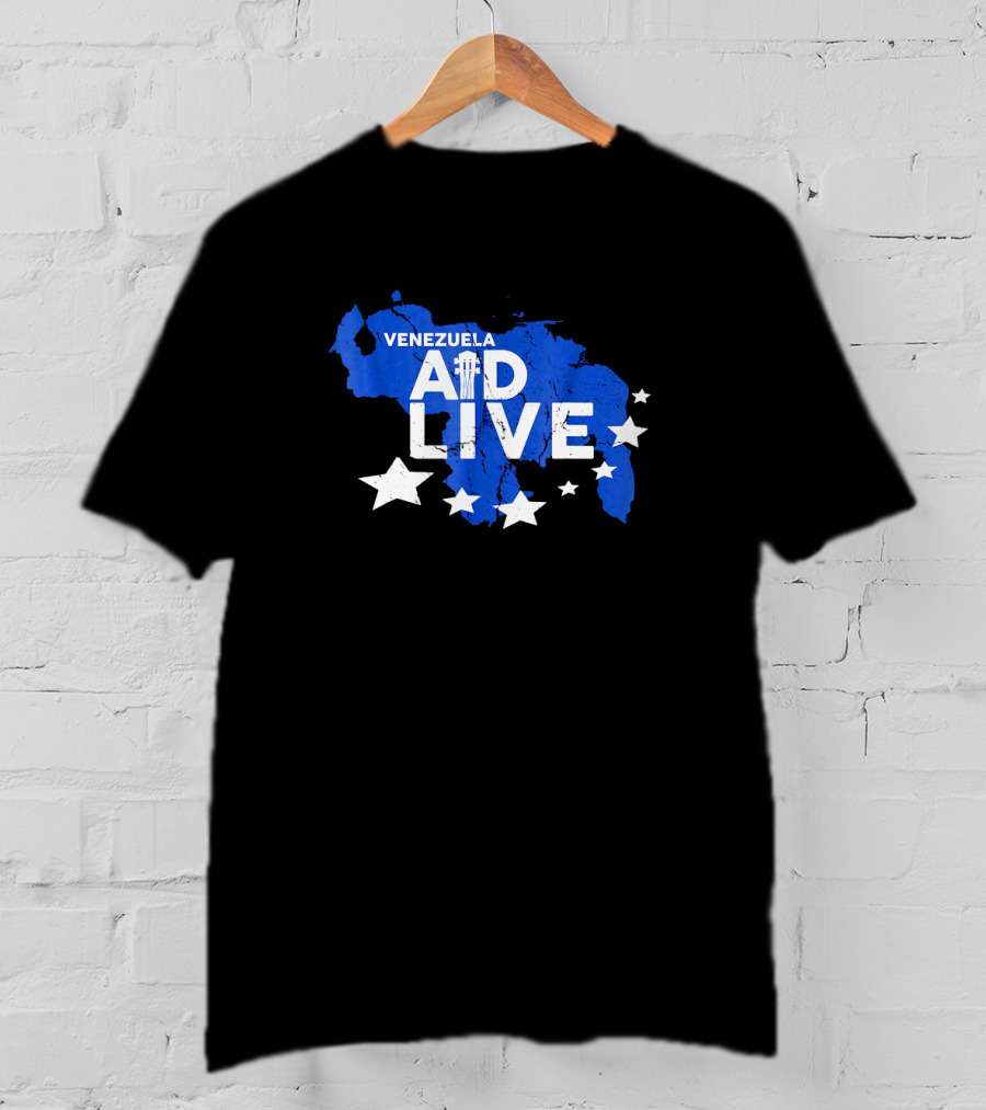 Venezuela Aid Live Blue Map And Stars T-Shirt