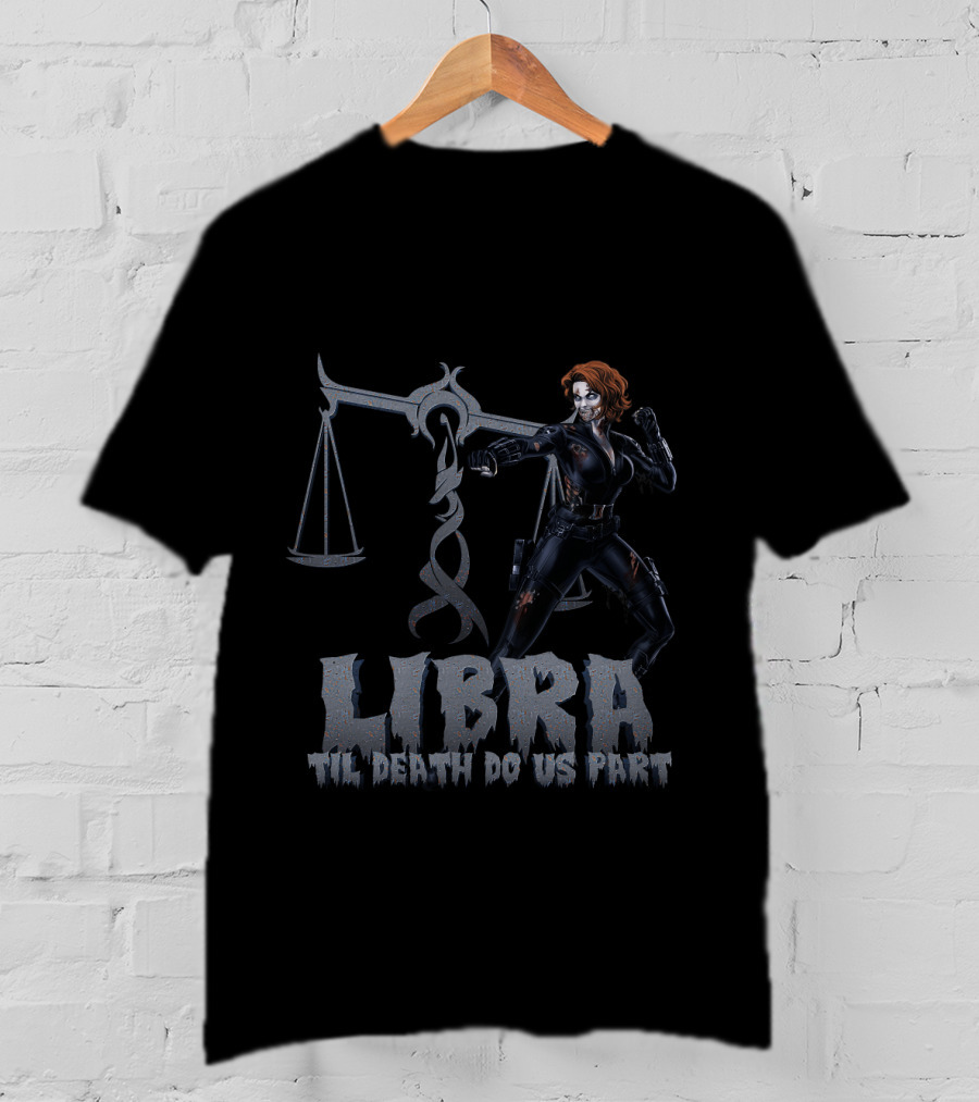 Black Widow Libra Til Death Do Us Part Marvel Fans Scales T-Shirt