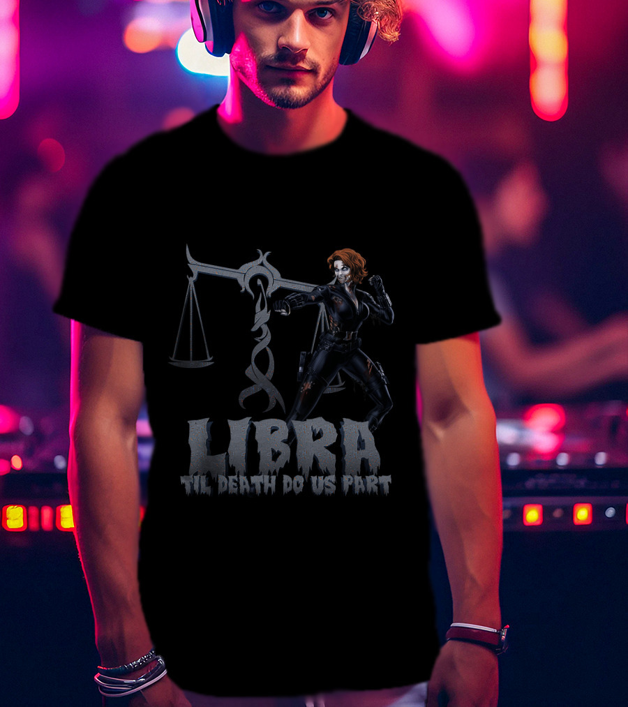 Black Widow Libra Til Death Do Us Part Marvel Fans Scales T-Shirt