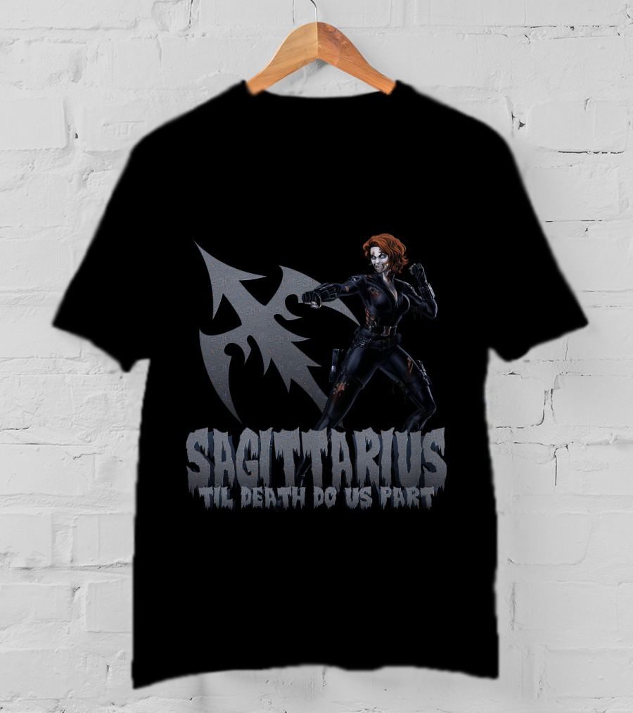Sagittarius 'Til Death Do Us Part Black Widow Marvel Fans T-Shirt