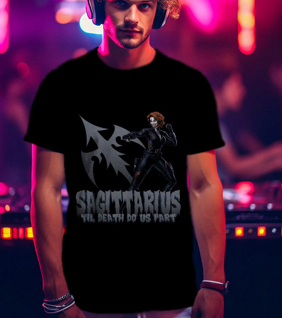 Sagittarius 'Til Death Do Us Part Black Widow Marvel Fans T-Shirt