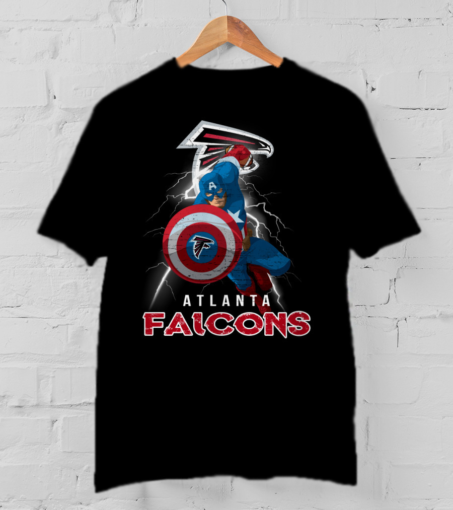 Atlanta Falcons Captain America Nfl Shield Lightning T-Shirt