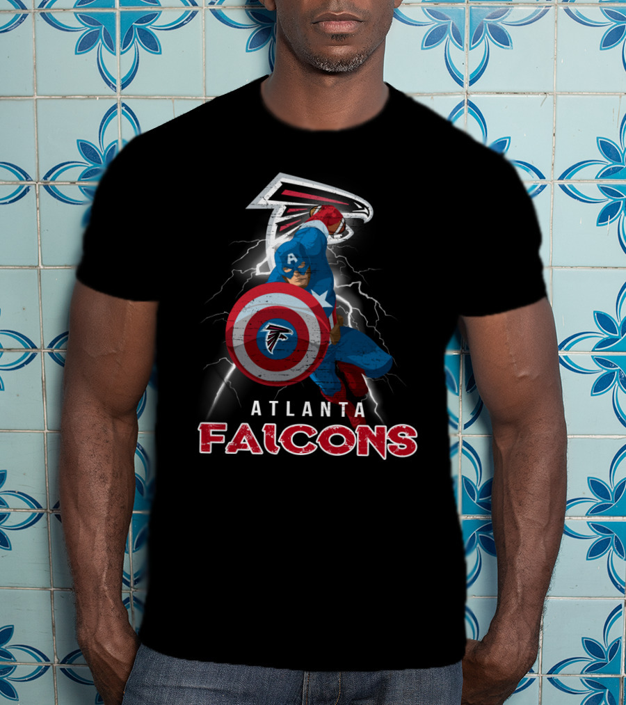 Atlanta Falcons Captain America Nfl Shield Lightning T-Shirt