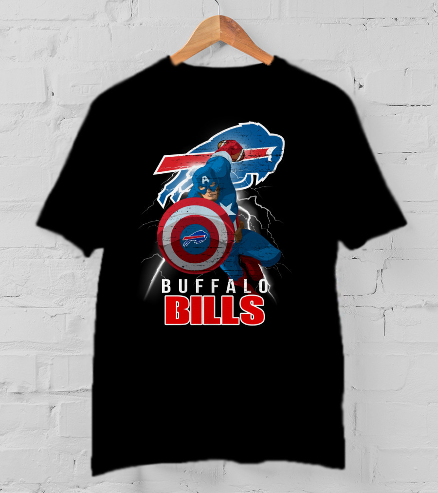 Captain America Buffalo Bills Nfl Superhero Collaboration T-Shirt