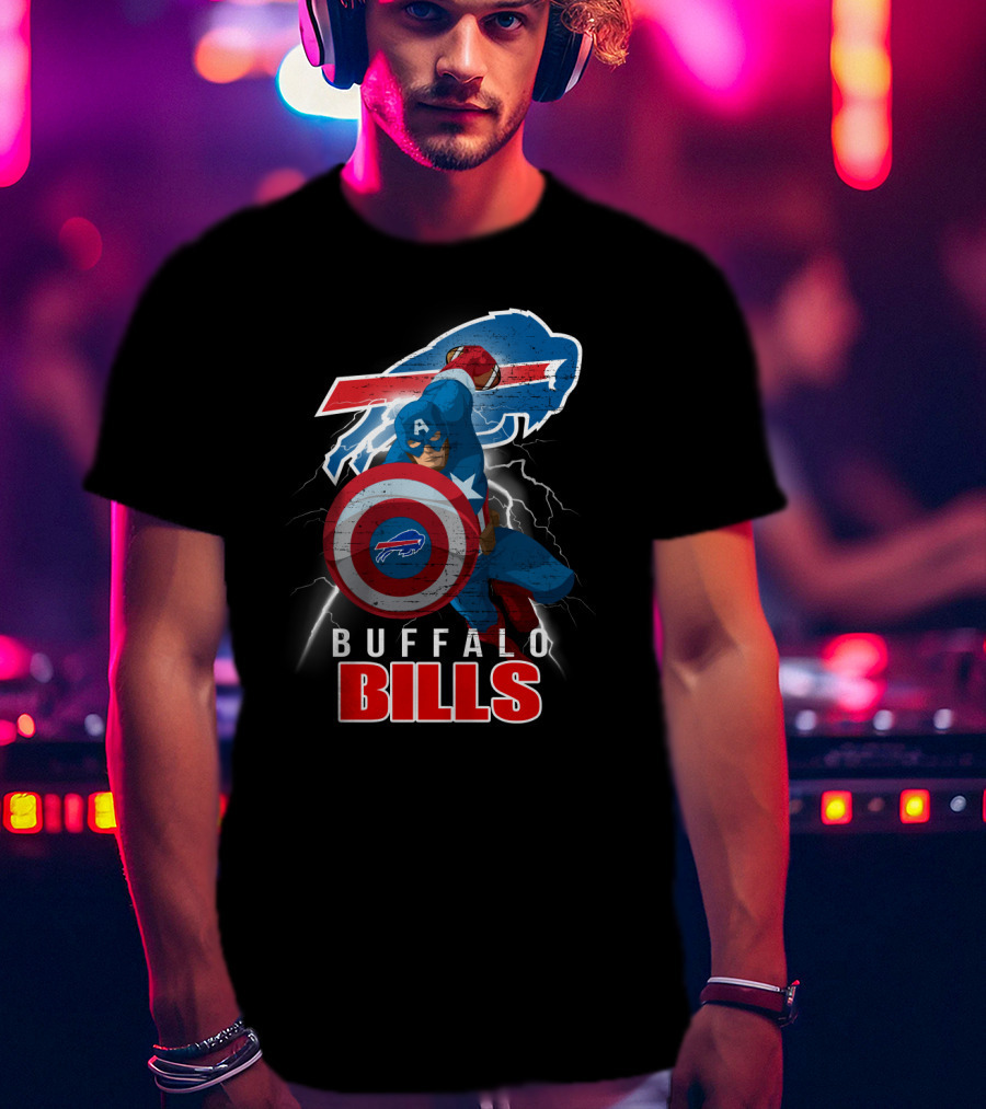 Captain America Buffalo Bills Nfl Superhero Collaboration T-Shirt