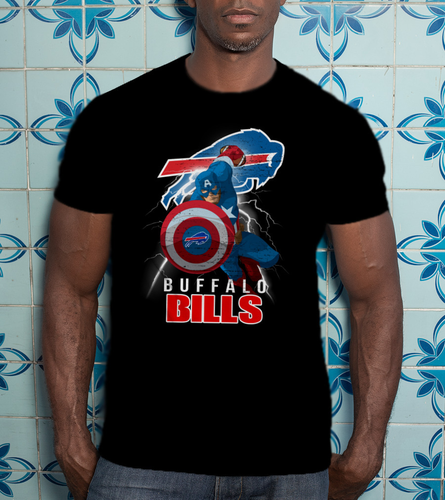 Captain America Buffalo Bills Nfl Superhero Collaboration T-Shirt