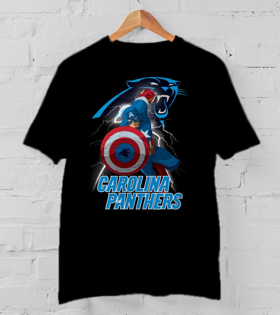 Carolina Panthers Captain America Nfl Crossover T-Shirt