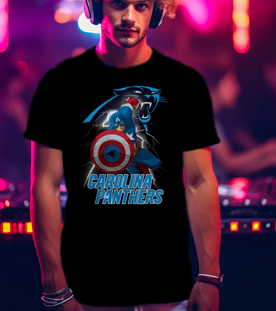 Carolina Panthers Captain America Nfl Crossover T-Shirt