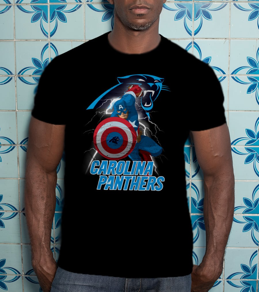 Carolina Panthers Captain America Nfl Crossover T-Shirt