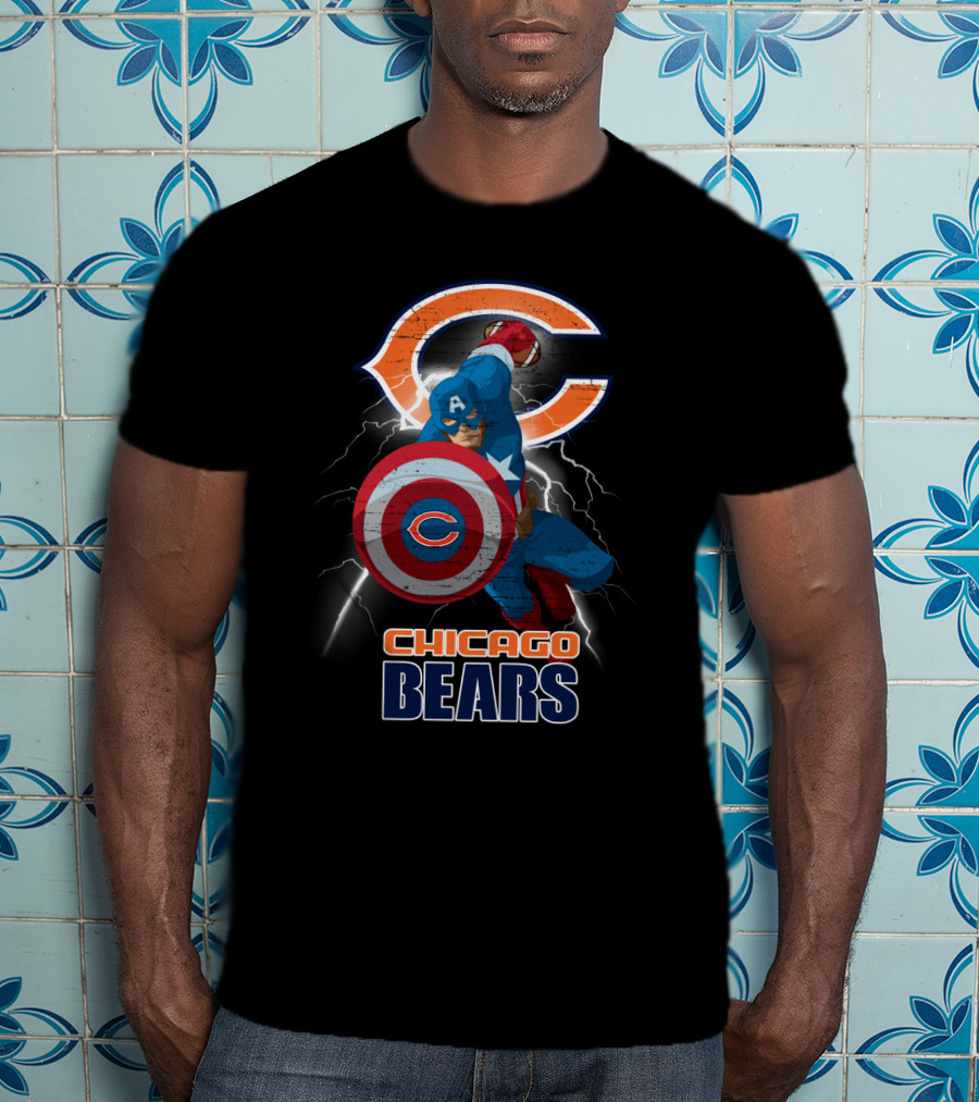Captain America Chicago Bears Nfl Superhero Fan T-Shirt