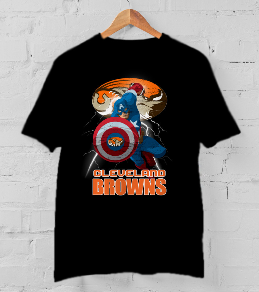 Captain America Cleveland Browns Nfl Football Crossover T-Shirt