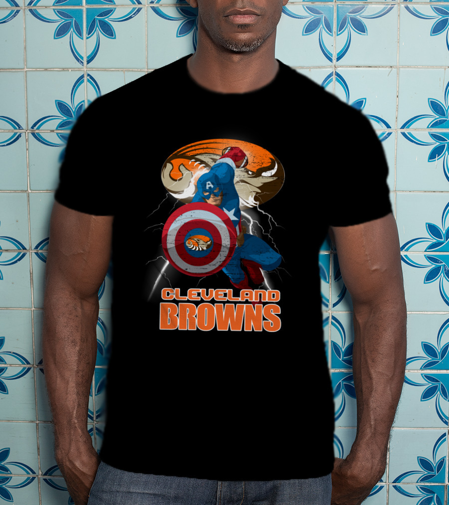 Captain America Cleveland Browns Nfl Football Crossover T-Shirt