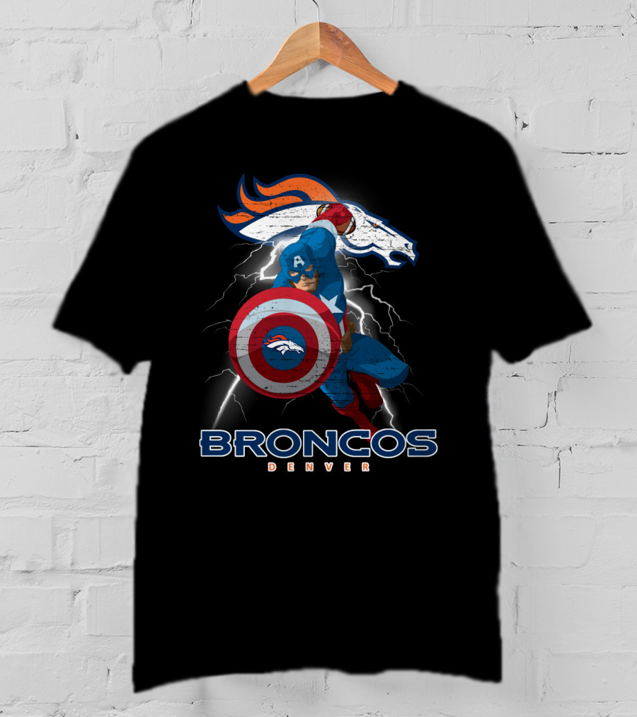 Broncos Denver Captain America Shield Nfl Crossover T-Shirt