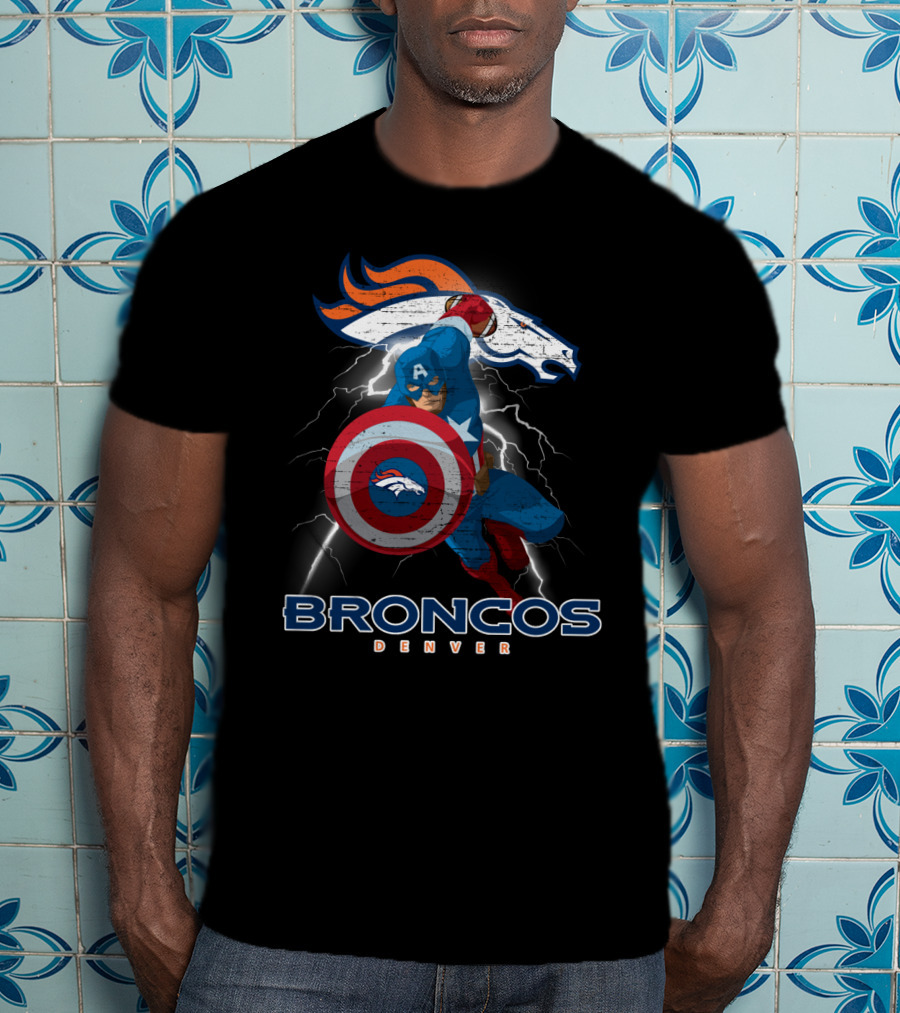 Broncos Denver Captain America Shield Nfl Crossover T-Shirt