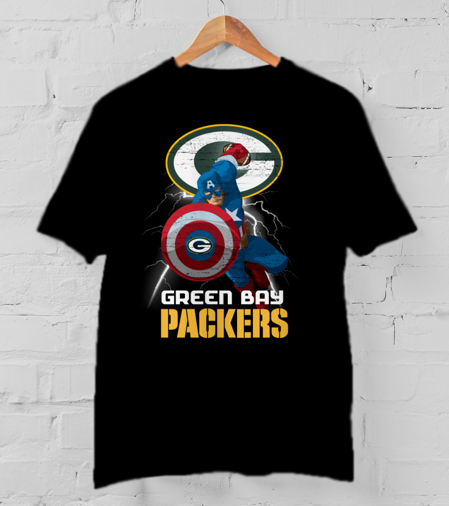 Green Bay Packers Captain America Shield Nfl Crossover T-Shirt